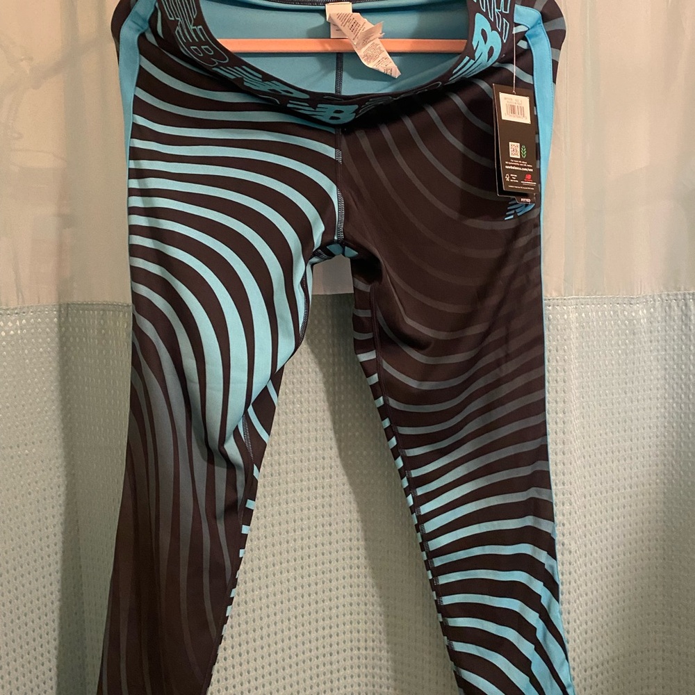 New Balance Black and Blue Striped Tights/Leggings